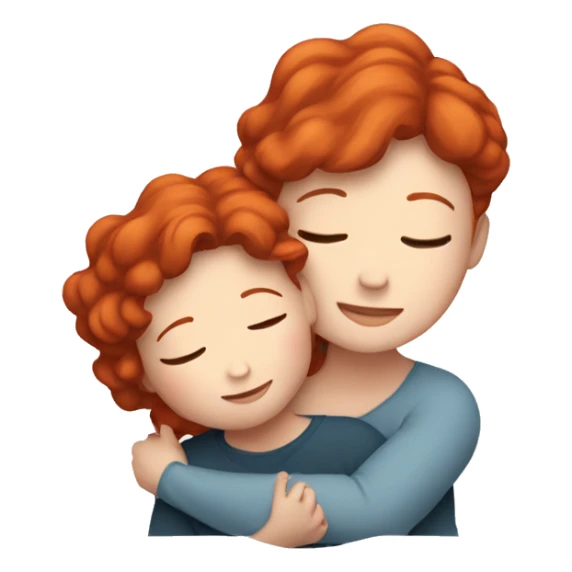 Red hair white lady cuddling son  sticker