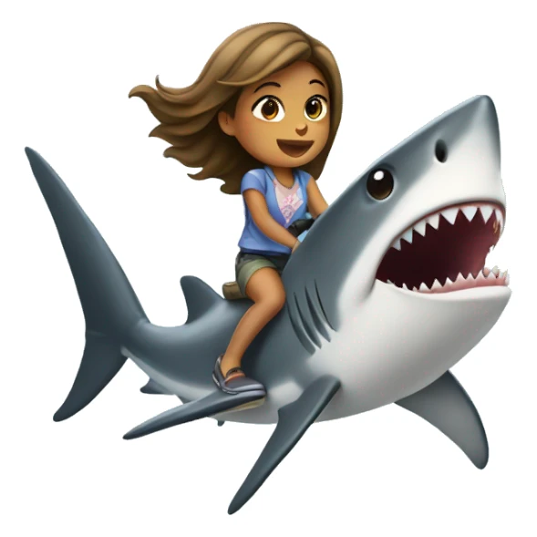 girl riding a shark sticker
