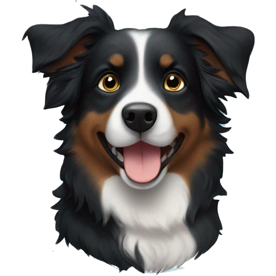 Small black australian shepherd dog with moon and stars  emoji