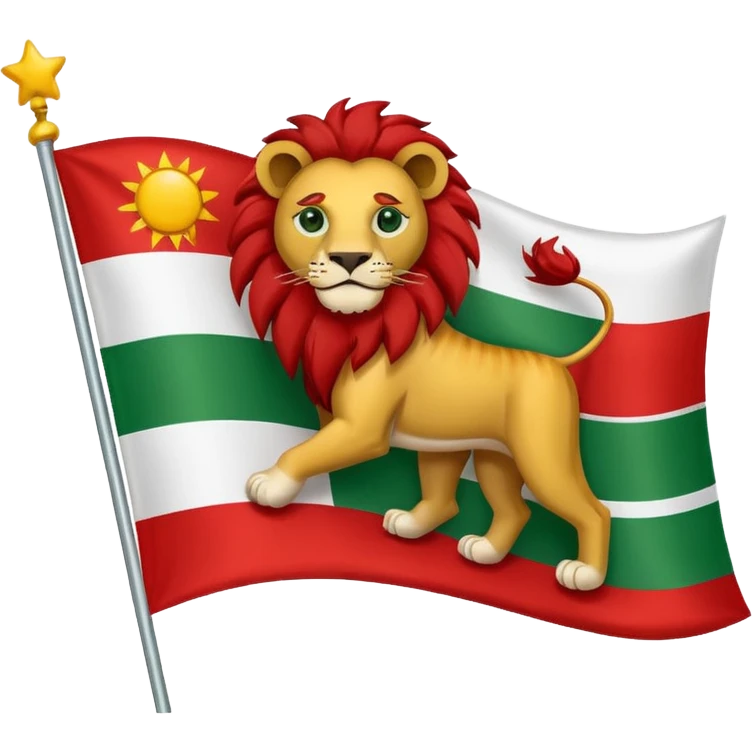 A flag with Lion & sun & green , withe & red color in the background of flag emoji
