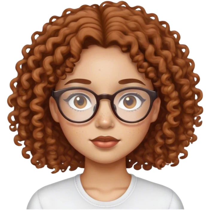 light skin girl with light freckles with glasses and curly brown hair emoji