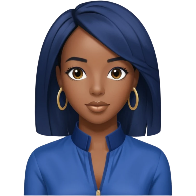 Kelly Rowland from Destiny's Child with jet black hair, indigo outfit emoji
