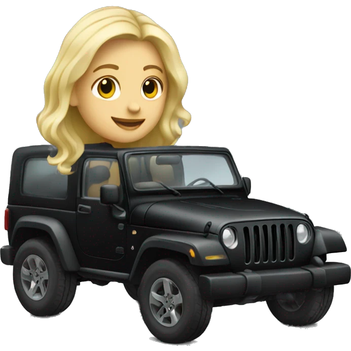 blonde girl driving black jeep emoji