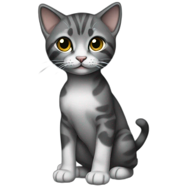 full body grey and black baby skinny cat emoji