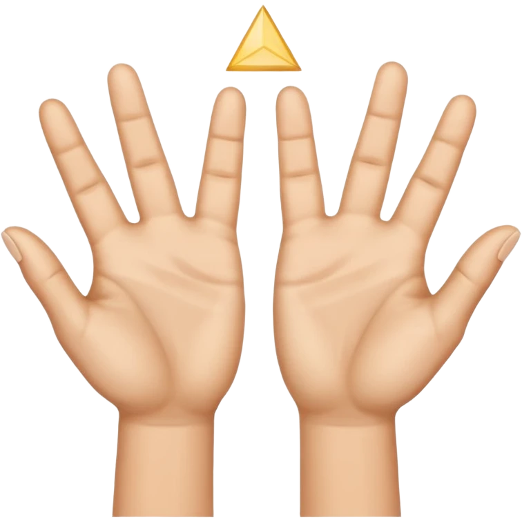 Similar to the heart hands emoji, this emoji should show a triangle created by the fingers of the hands where the two thumbs form the first side of the triangle and the remaining four fingers of each hand create one side each emoji