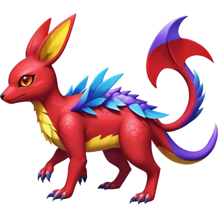  Cute Shiny Exotic Colorful Guilmon-Latias-Koraidon-Umbreon-Fakémon-hybrid-creature (full body)  emoji