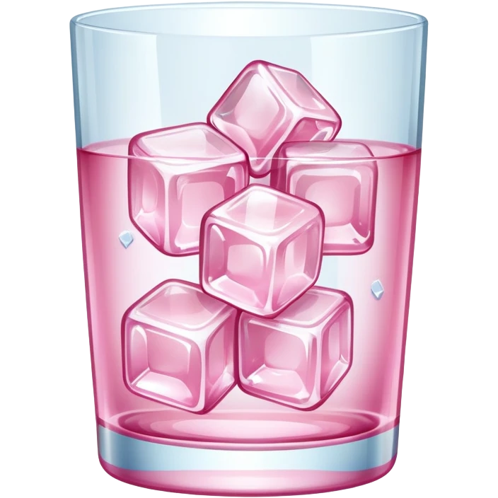 Glass with ice cubes in light pink emoji