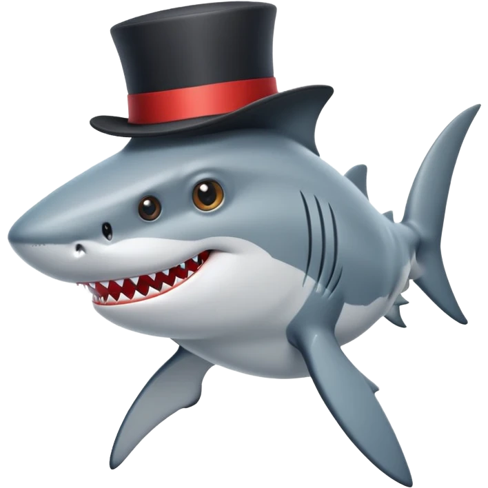 Shark with a top hat emoji