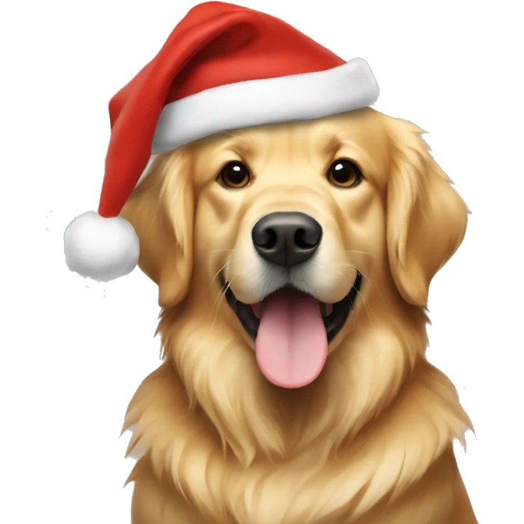 golden retriever w christmas hat emoji