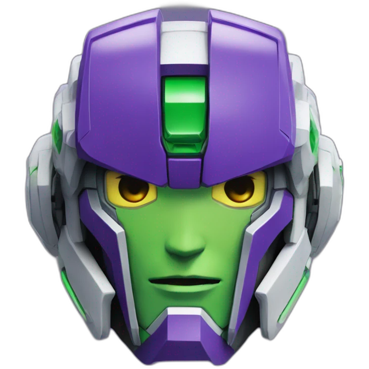 purple and green gundam mecha face emoji