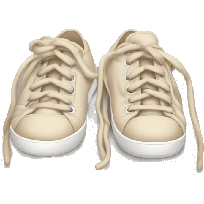 cozy beige sneakers with untied laces emoji