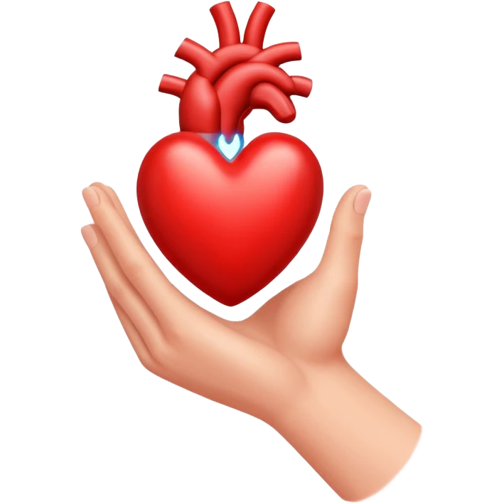 Hand on red heart emoji