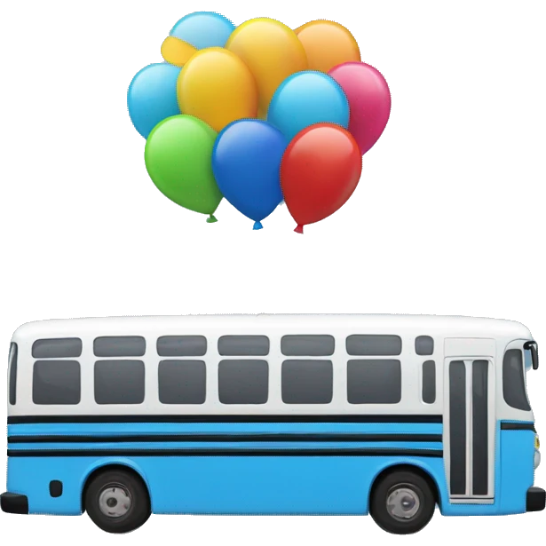Bus bleu avec ballon  emoji