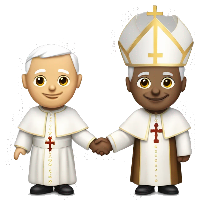 Pope John Paul holding hands with pope Benedict  emoji