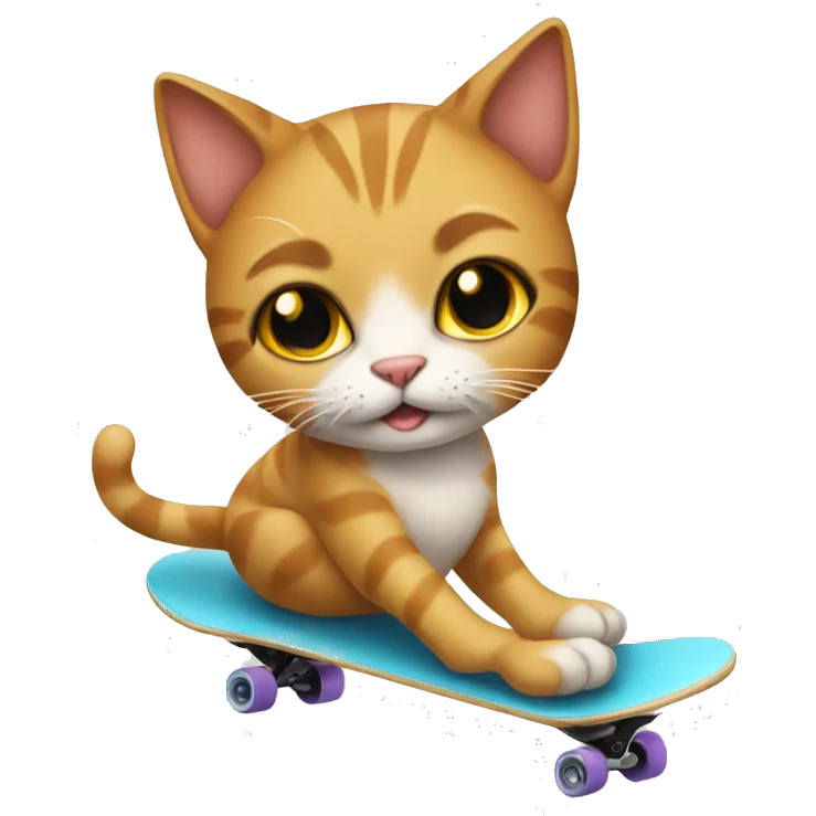 a cat riding a skatebored emoji