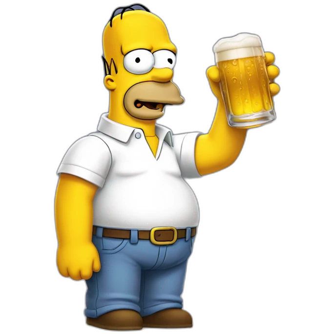 Homer Simpson drinking a beer emoji