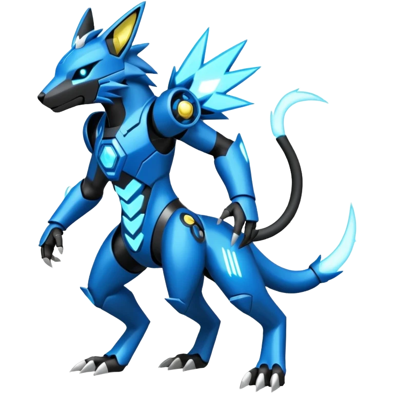 Mechanical Manectric-Zeraora-Protogen-Fakémon-Pokémon-creature-fusion (full body) emoji