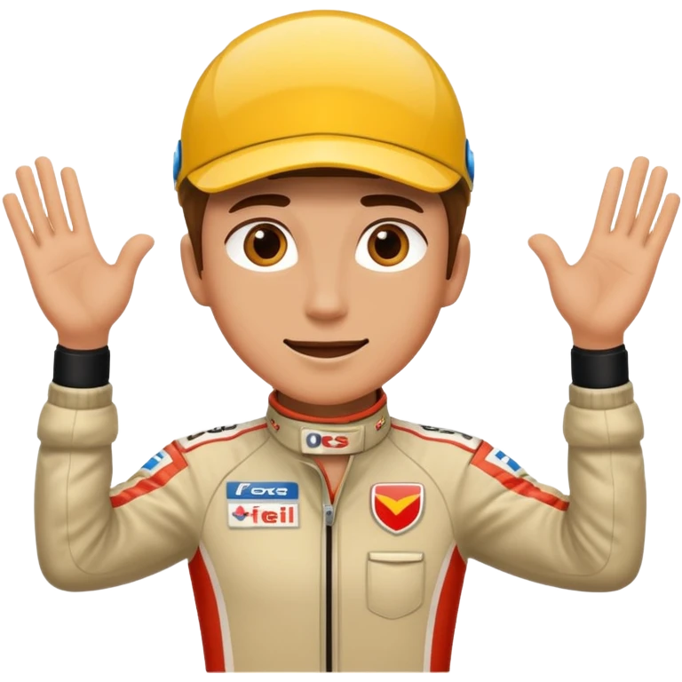 Race driver arms streched out emoji