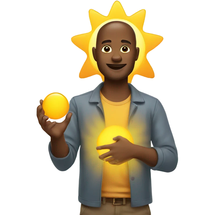 Man holding sun emoji