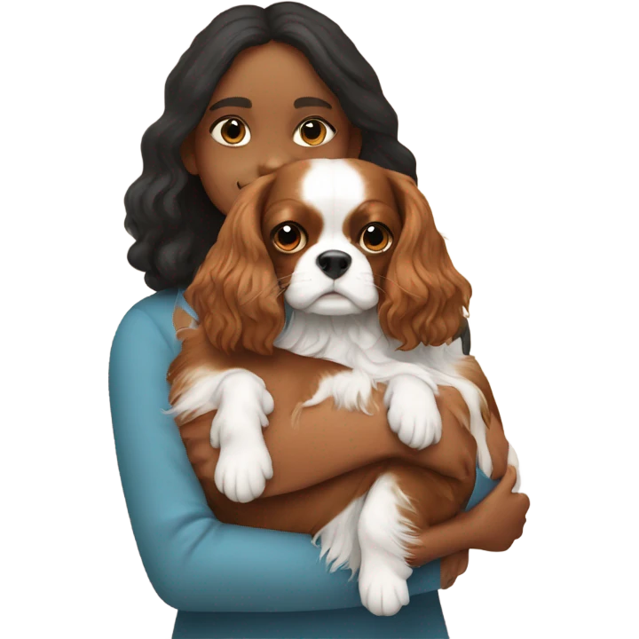 King Charles cavalier being held by a girl emoji