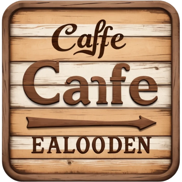 Vintage academia Brown wooden café sign emoji