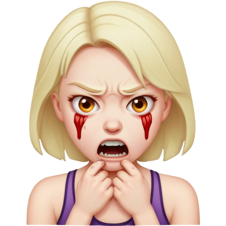 angry girl choking herself emoji