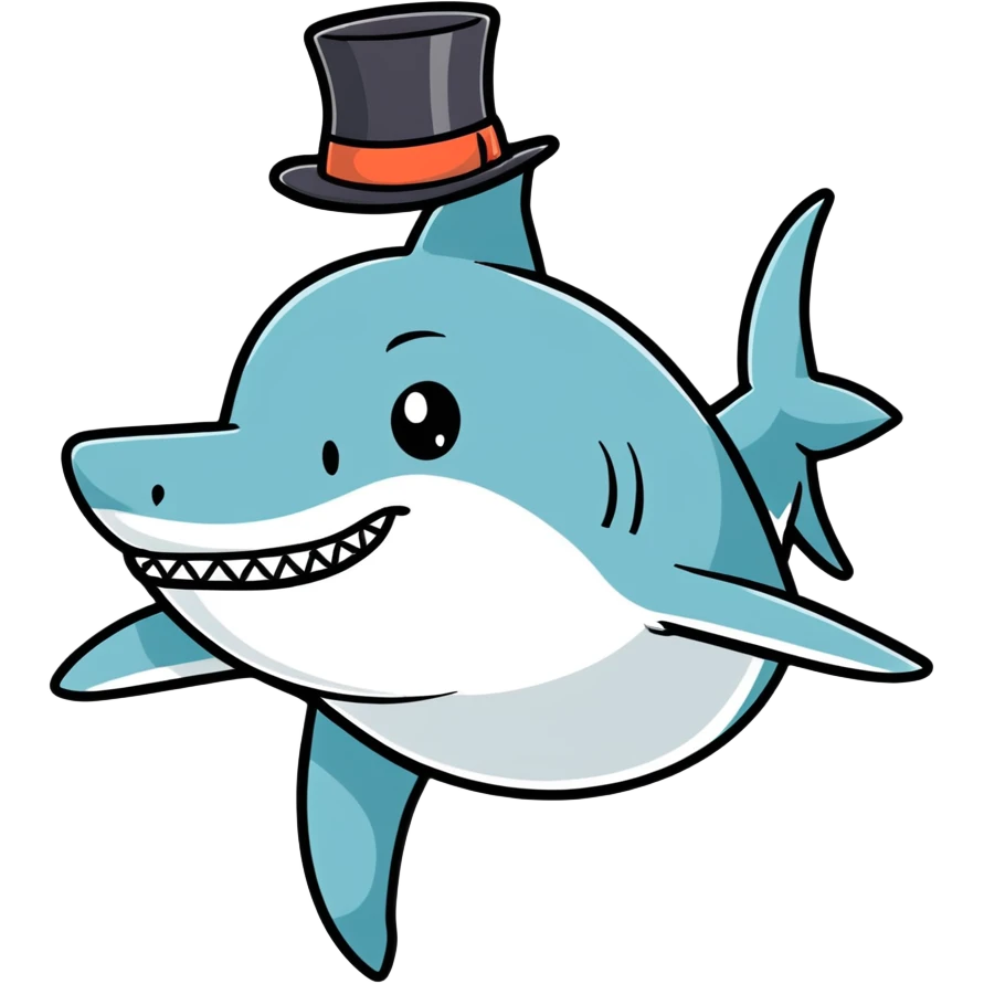 Shark with a top hat emoji