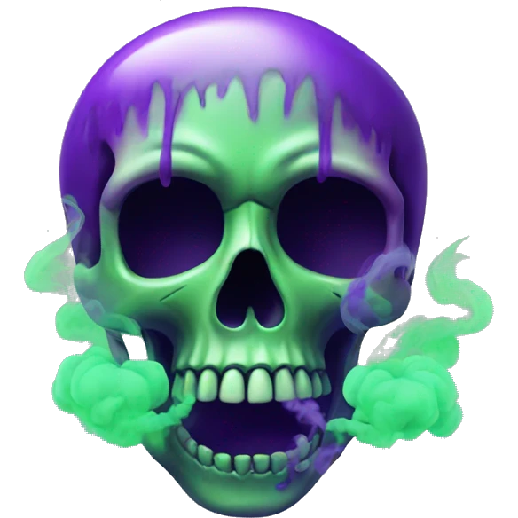 Skull with purple and green smoke emoji