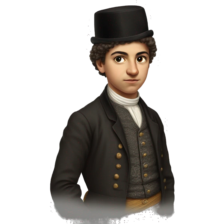 19th century Turkish teenager without a hat photorealistic serious emoji