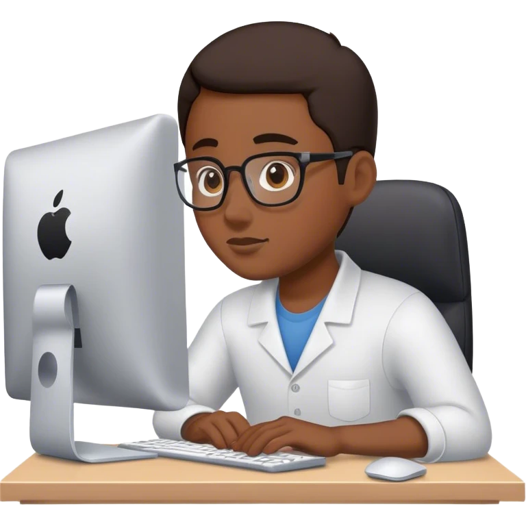 A working person working diligently in front of an Apple computer. emoji