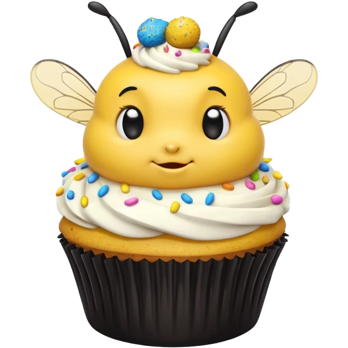 Embarrassed bee with cupcake emoji