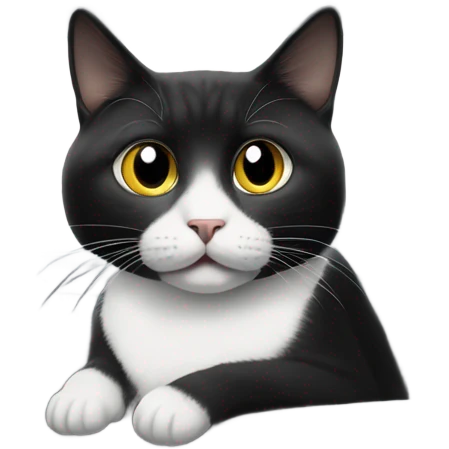 Black and white cat in a Tesla emoji