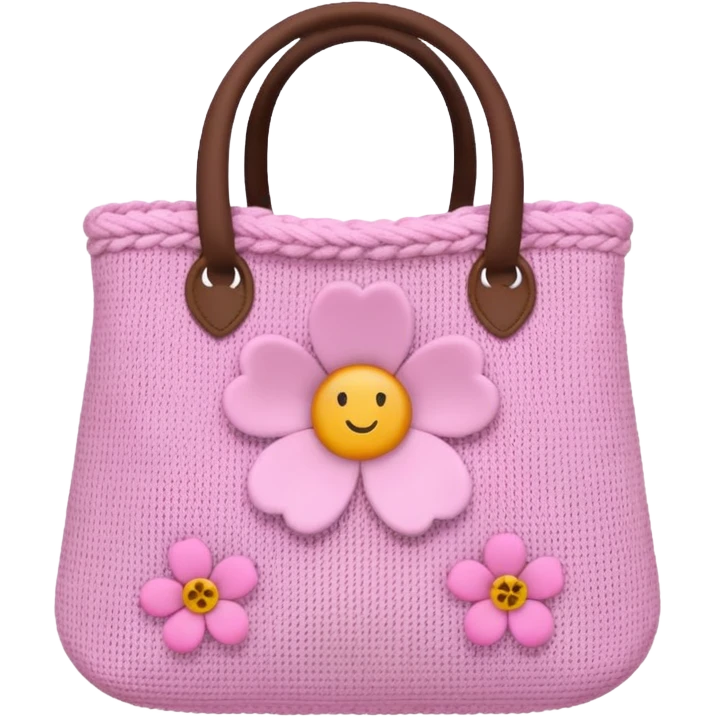 knitted bag pink flowers emoji
