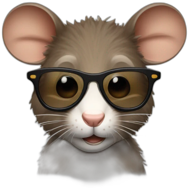 Un rat avec des lunettes et avec des cheveux bruns emoji