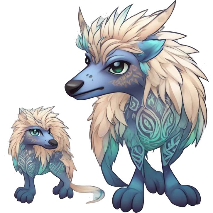 cute Kawaii edgy ethereal shy epic fantasy animal fursona Fionbri creature by griffsnuff & LiLaiRa & Falvie with exotic colors with intricate patterns full body emoji