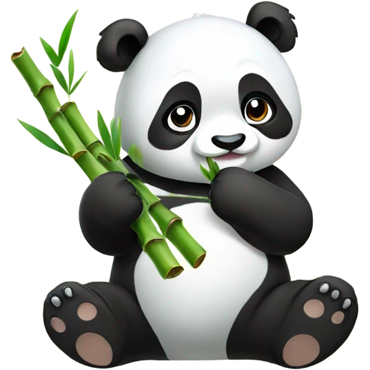 Kawaii Panda eating bamboo emoji
