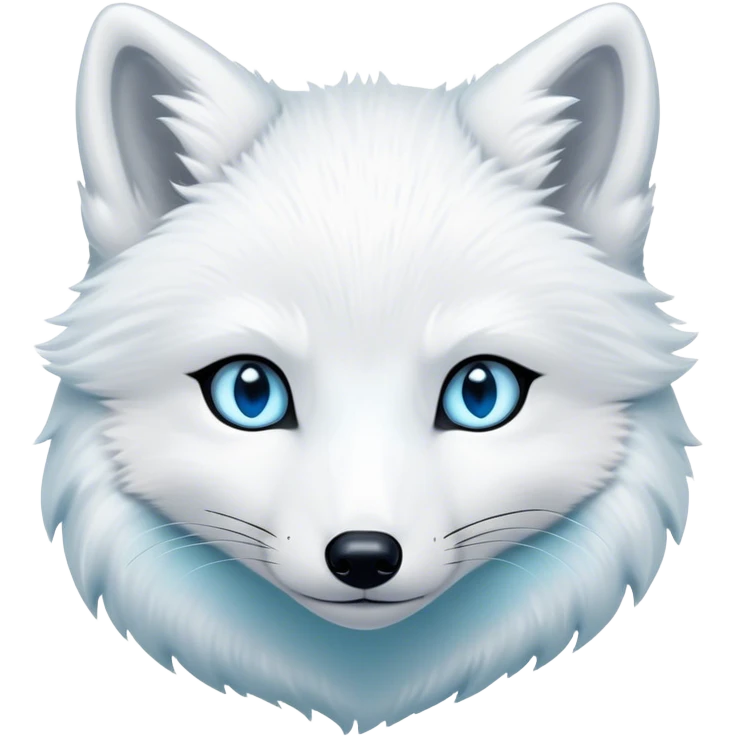 Cinematic Noble Arctic Fox Portrait Emoji, Poised and regal, with a compact, agile build and a luxurious, pure white Fur accented by a subtle hint of icy blue, deep-set soulful piercing eyes, Simplified yet sharp and sophisticated features, highly detailed, glowing with a soft, dignified glow, high shine, intelligent and cunning, stylized with an air of arctic elegance, focused and attentive, soft glowing outline, capturing the essence of a watchful and confident fox, so majestic it feels as though it could dash out of the screen with effortless authority! emoji