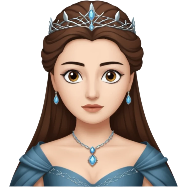 Hande Erçel as a lady from game of thrones from Starfall. Her eyes are gray. emoji