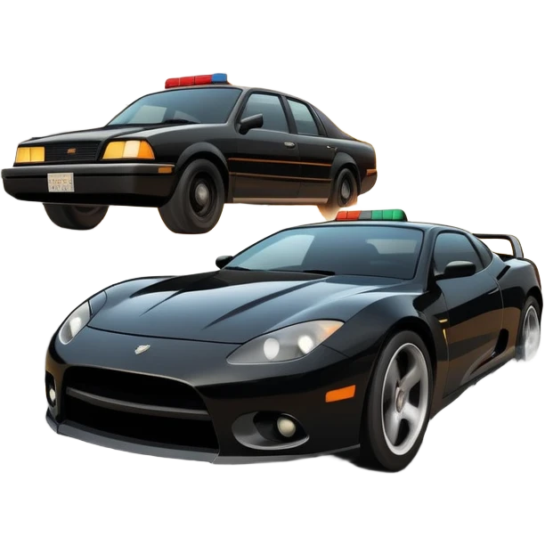 An icon showing an action-packed scene with a character driving a fast car through a bustling city, inspired by GTA 4. The design features dynamic movement, with explosions and chaos in the background, symbolizing high-speed chases and intense action. Transparent background. emoji