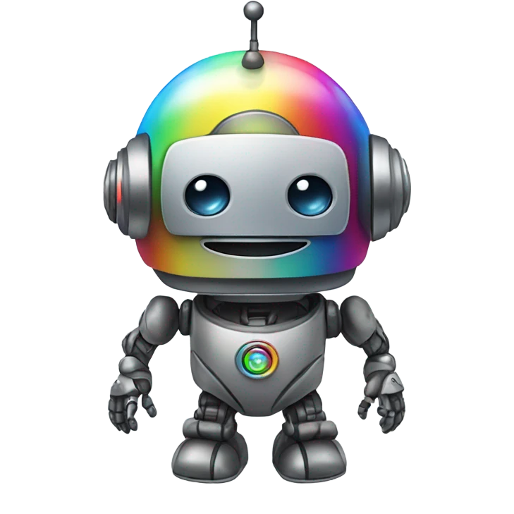 cute robot under the rainbow emoji
