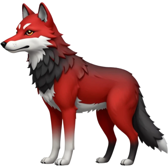Full body red and black wolf with white accents  emoji