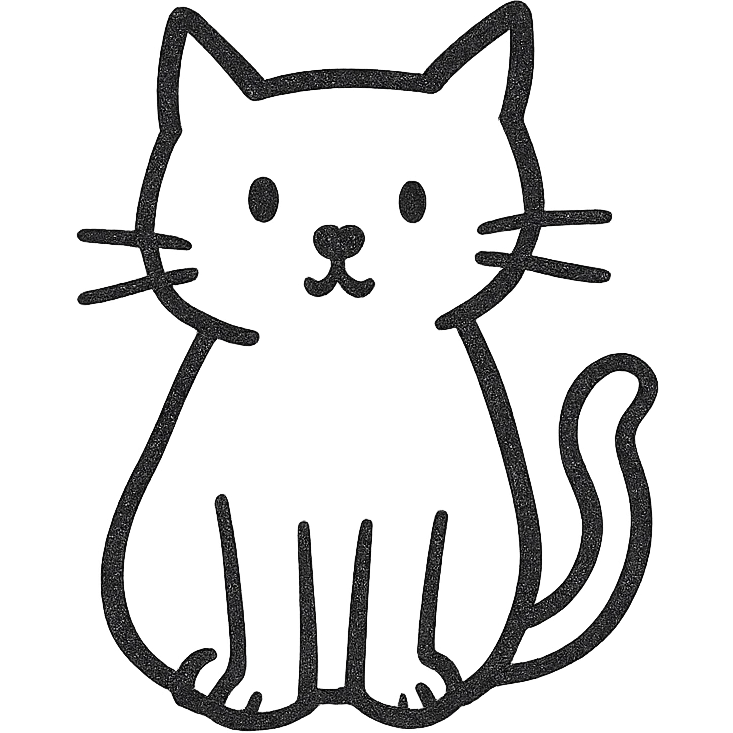 hand drawn black outline icon of a cat emoji