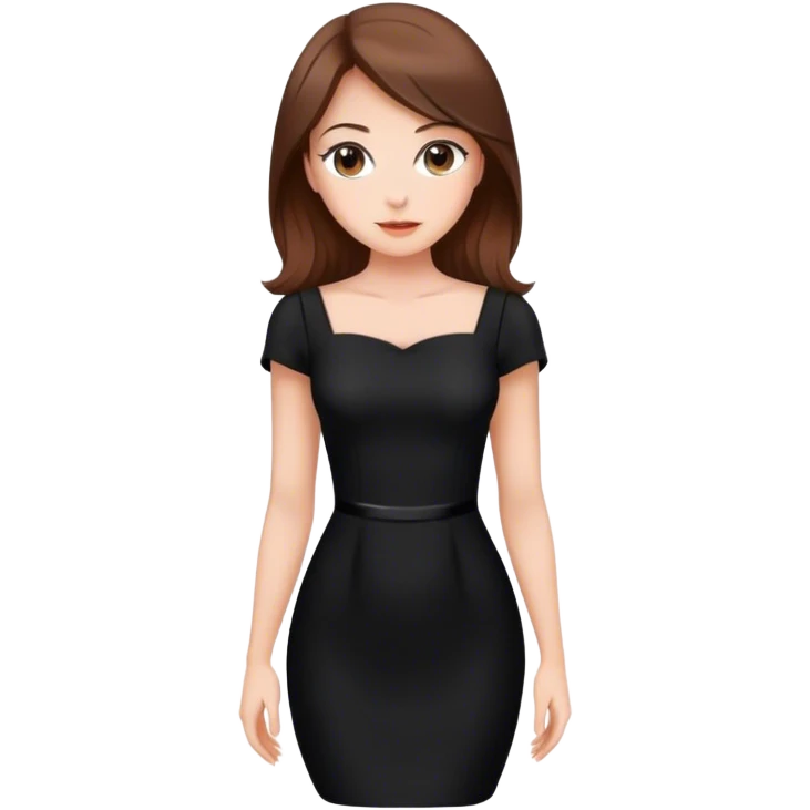 Beautiful woman,brown hair, in a nice black dress  emoji