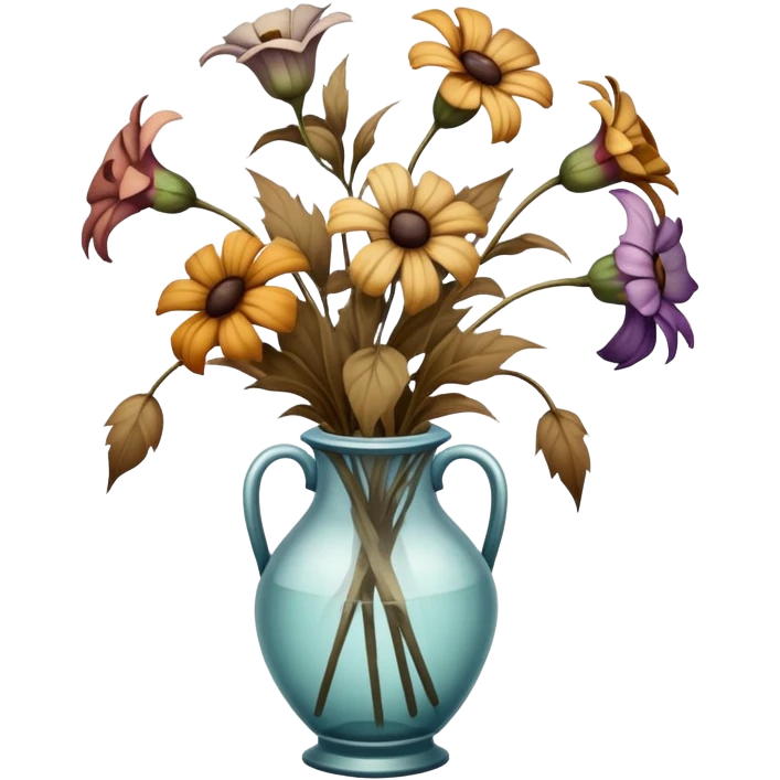 dead wilted flowers hanging in a vase emoji