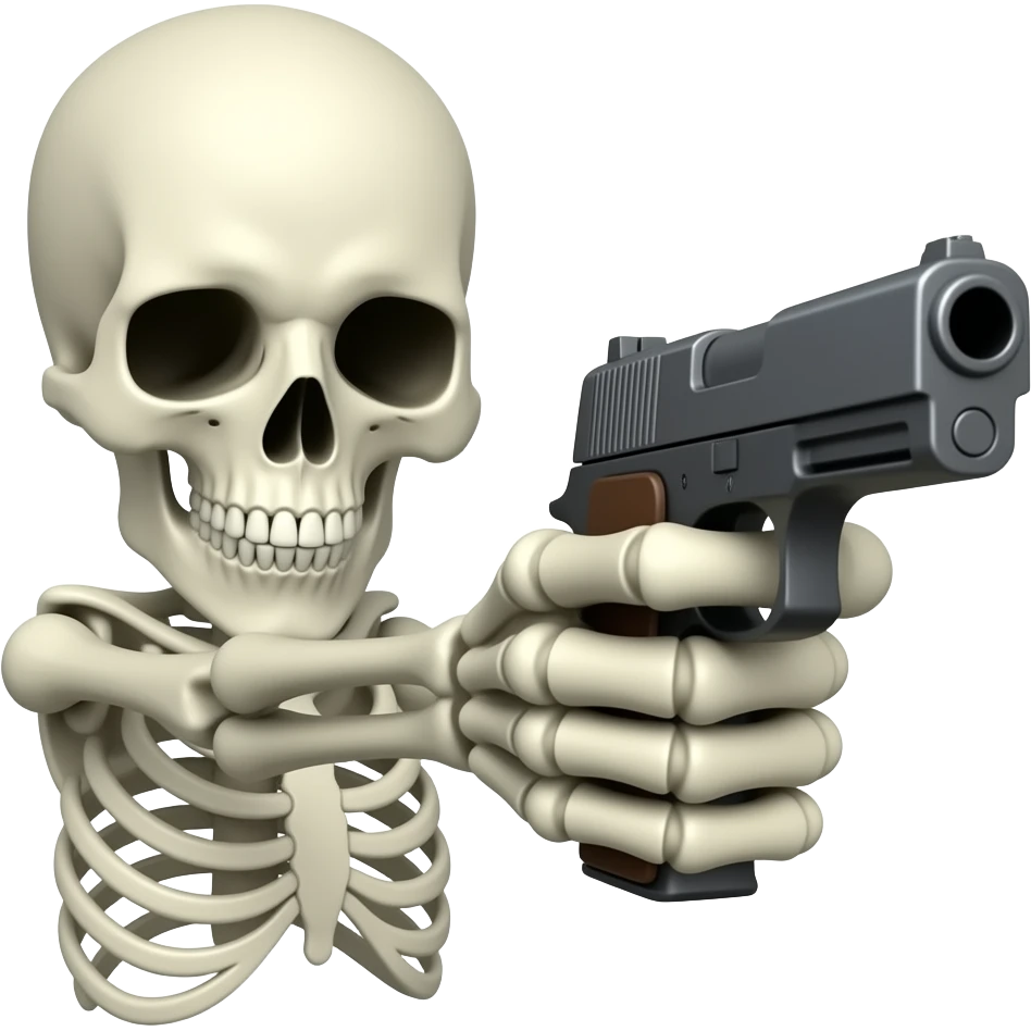 Skull with gun front firing position emoji