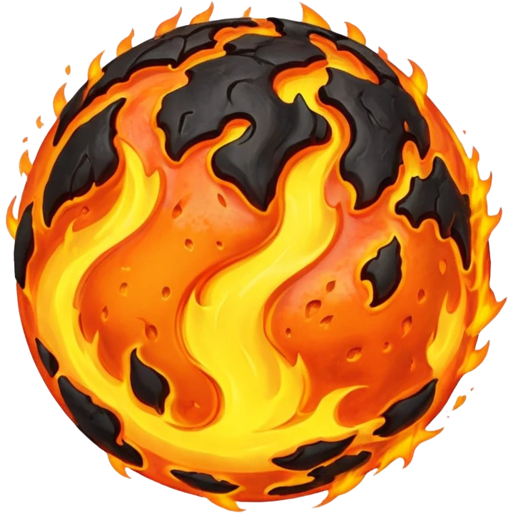 planet, surface covered with lava fire emoji
