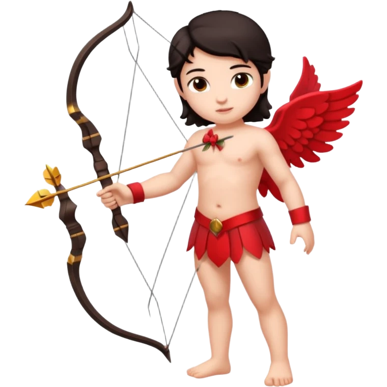 Full body Cupid with a bow and dark hair emoji