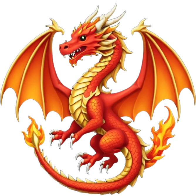 Simple fiery royal Dragon crest/brosch emoji