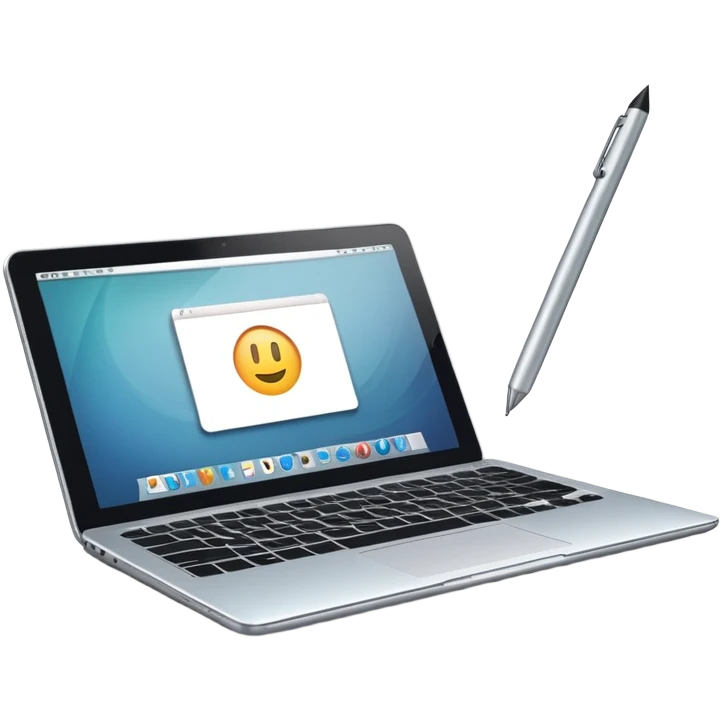 digital drawing laptop with a stylus resting on top emoji