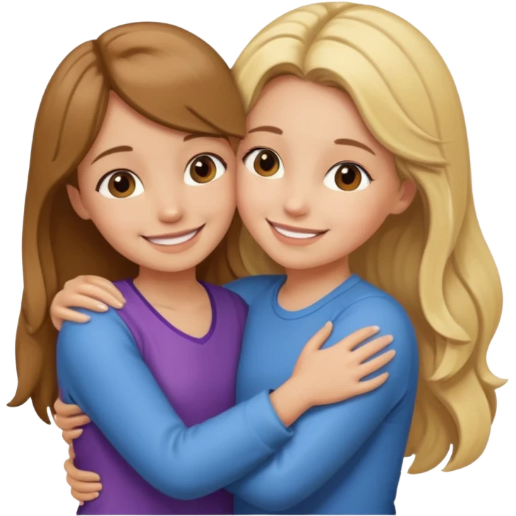 Girl blonde hugging a girl with brown hair  emoji